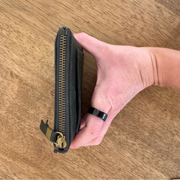 Madewell The Leather Pocket Pouch Wallet Green - Picture 3 of 5